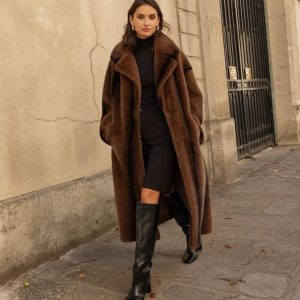 Abrigo largo piel ecologica efecto visón