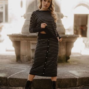 Falda Rayas Estrellas punto negra