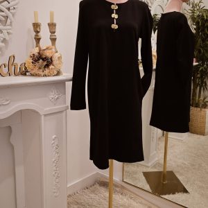 Vestido Corto con Botones Dorados