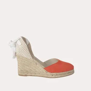 Alpargatas Cuña Altas Piel Naranja