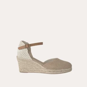 Alpargatas Cuña Media Textil Beige